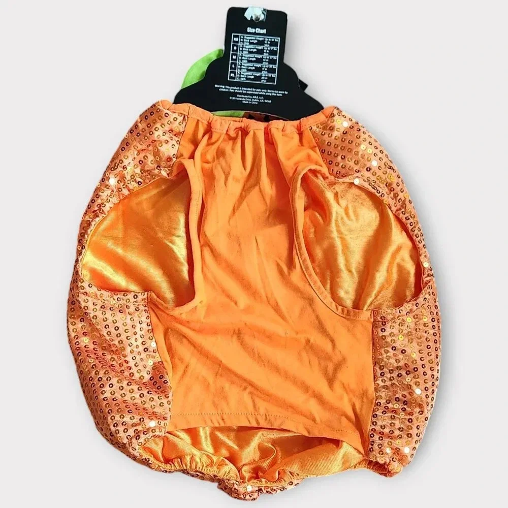 Halloween Dog Costume Size L Glitter Pumpkin Jack O' Lantern